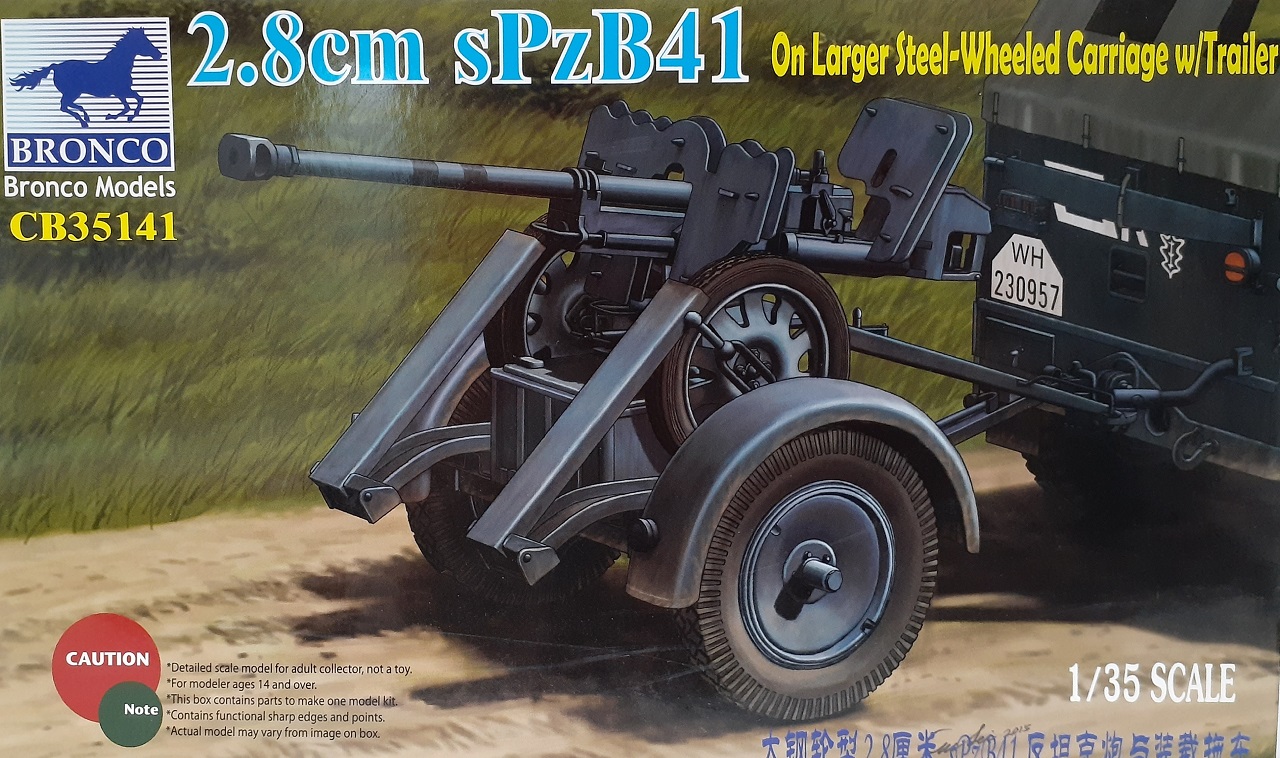 CB35141  техника и вооружение  2,8 cm sPzb41 On Larger Steel-Wheeled carriage w/Trailer  (1:35)