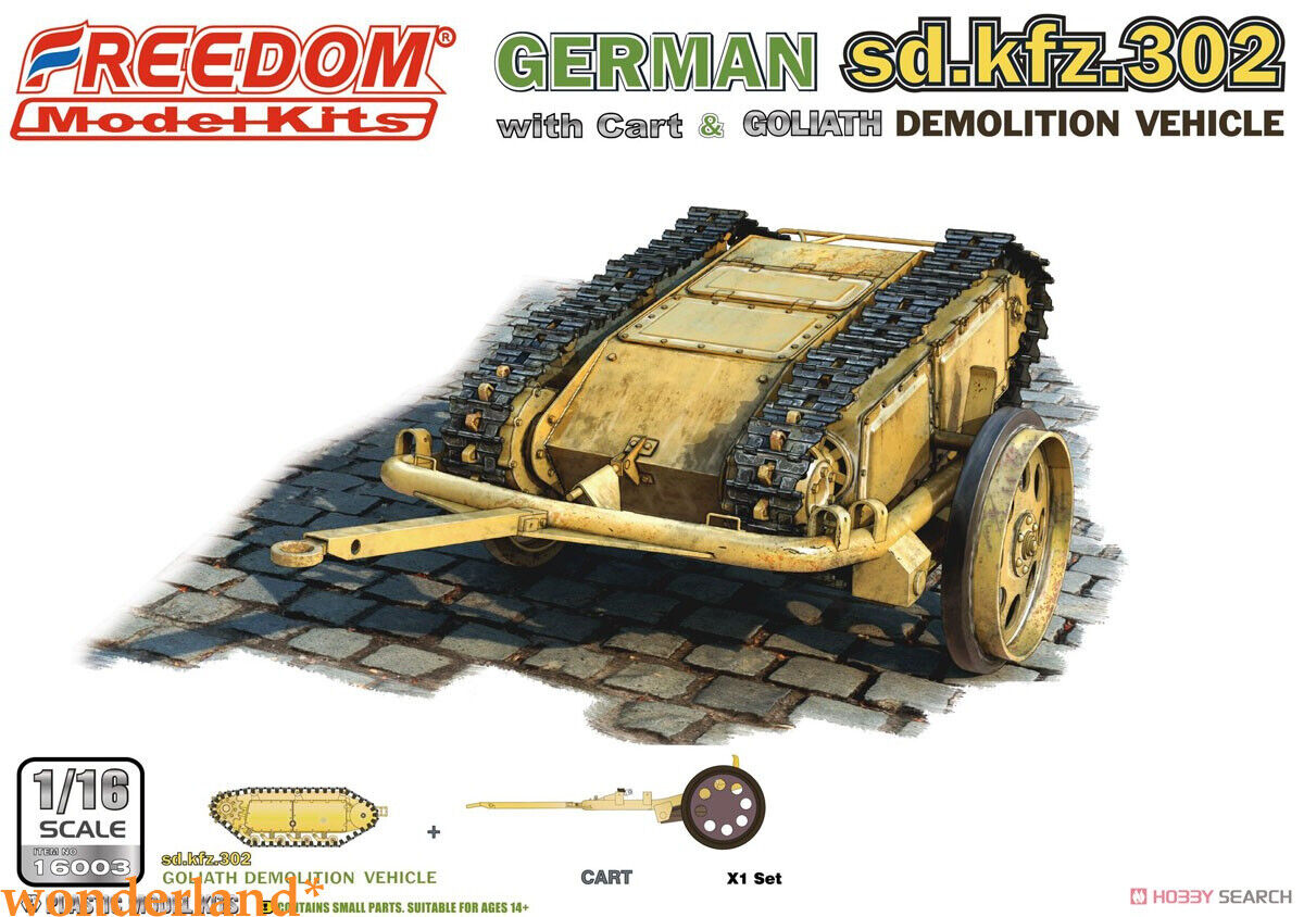 16003  техника и вооружение  Sd.kfz. 302 Goliath Demolition Vehicle with cart  (1:16)