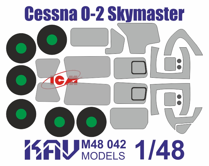 KAV M48 042  инструменты для работы с краской  Окрасочная маска Cessna O-2 Skymaster (ICM)  (1:48)