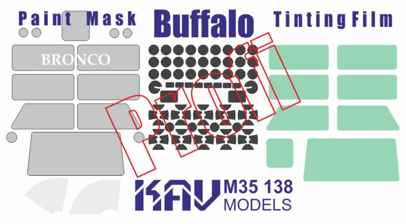 KAV M35 138  инструменты для работы с краской  Окрасочная маска Buffalo MPCV (Bronco) ПРОФИ  (1:35)