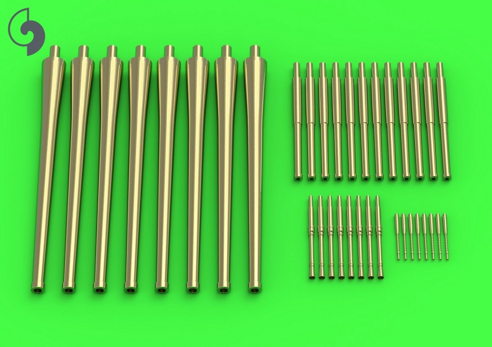 SM-350-098  металлические стволы  RN Zara - 203мм(8шт), 100мм(12шт), 37мм(8шт), 13,2мм(8шт)  (1:350)