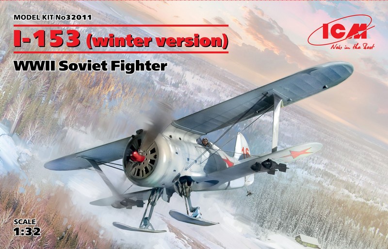 32011  авиация  И-153 "Чайка" (на лыжах), WWII Soviet Fighter  (1:32)
