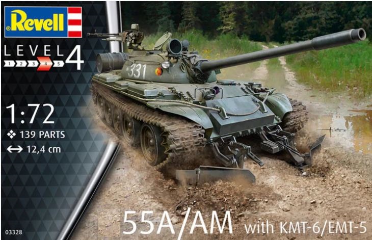 03328  техника и вооружение  Танк-55А/АМ with KMT-6/EMT-5  (1:72)