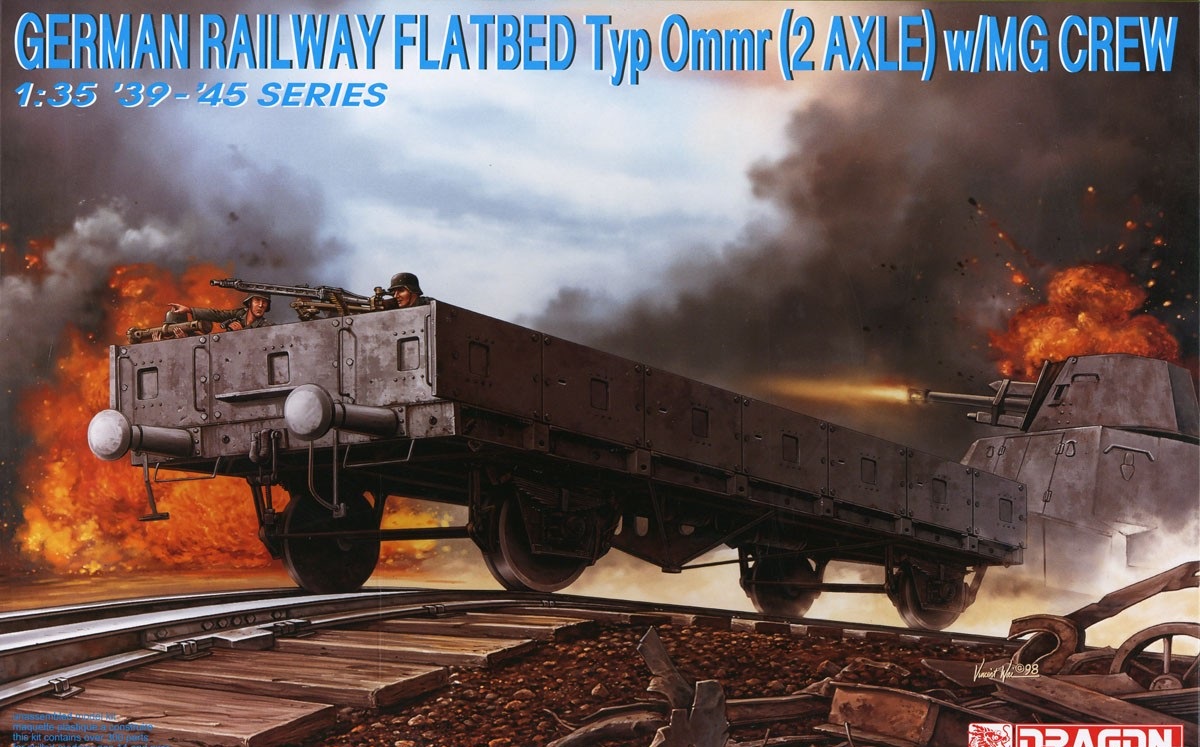 6085  техника и вооружение  German Railway Flatbed Typ Ommr (2 Axle) w/MG Crew  (1:35)