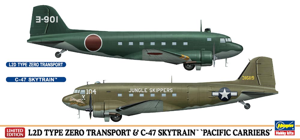 10687  авиация  L2D Type Zero Transport & C-47 Skytrain "Pacific Carriers" 2 kits in the box  (1:200
