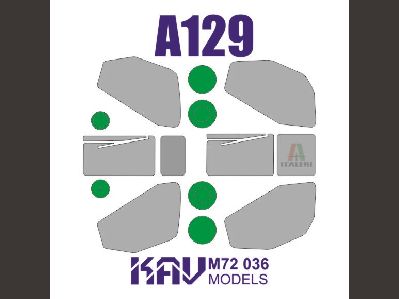 KAV M72 036  инструменты для работы с краской  Окрасочная маска A129 Mangusta (Italeri)  (1:72)