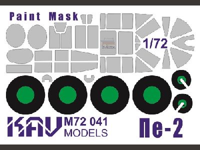 KAV M72 041  инструменты для работы с краской  Окрасочная маска Пе-2 (Звезда)  (1:72)