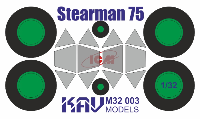 KAV M32 003  инструменты для работы с краской  Окрасочная маска на Stearman 75 Kaydet (ICM)  (1:32)
