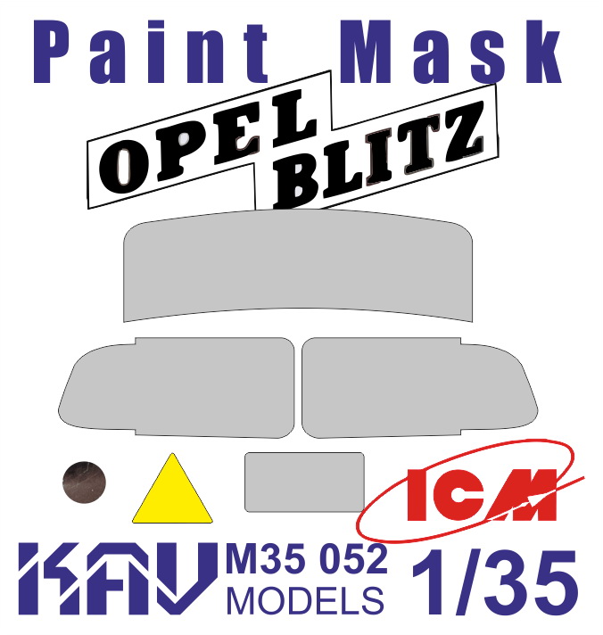KAV M35 052  инструменты для работы с краской  Маска на остекление Opel Blitz (ICM)  (1:35)
