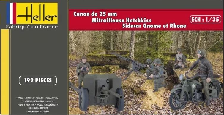 81102  наборы для диорам  Canon de 25mm Mitrailleuse Hotchkiss Sidecar Gnome et Rhone (1:35)