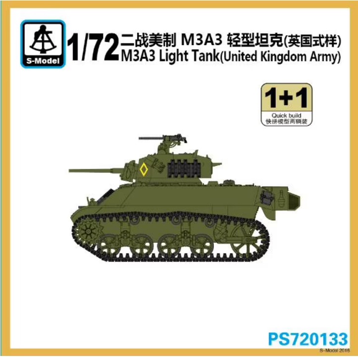 PS720133  техника и вооружение  M3A3 Light Tank (United Kingdom Army) 1+1 Quickbuild  (1:72)