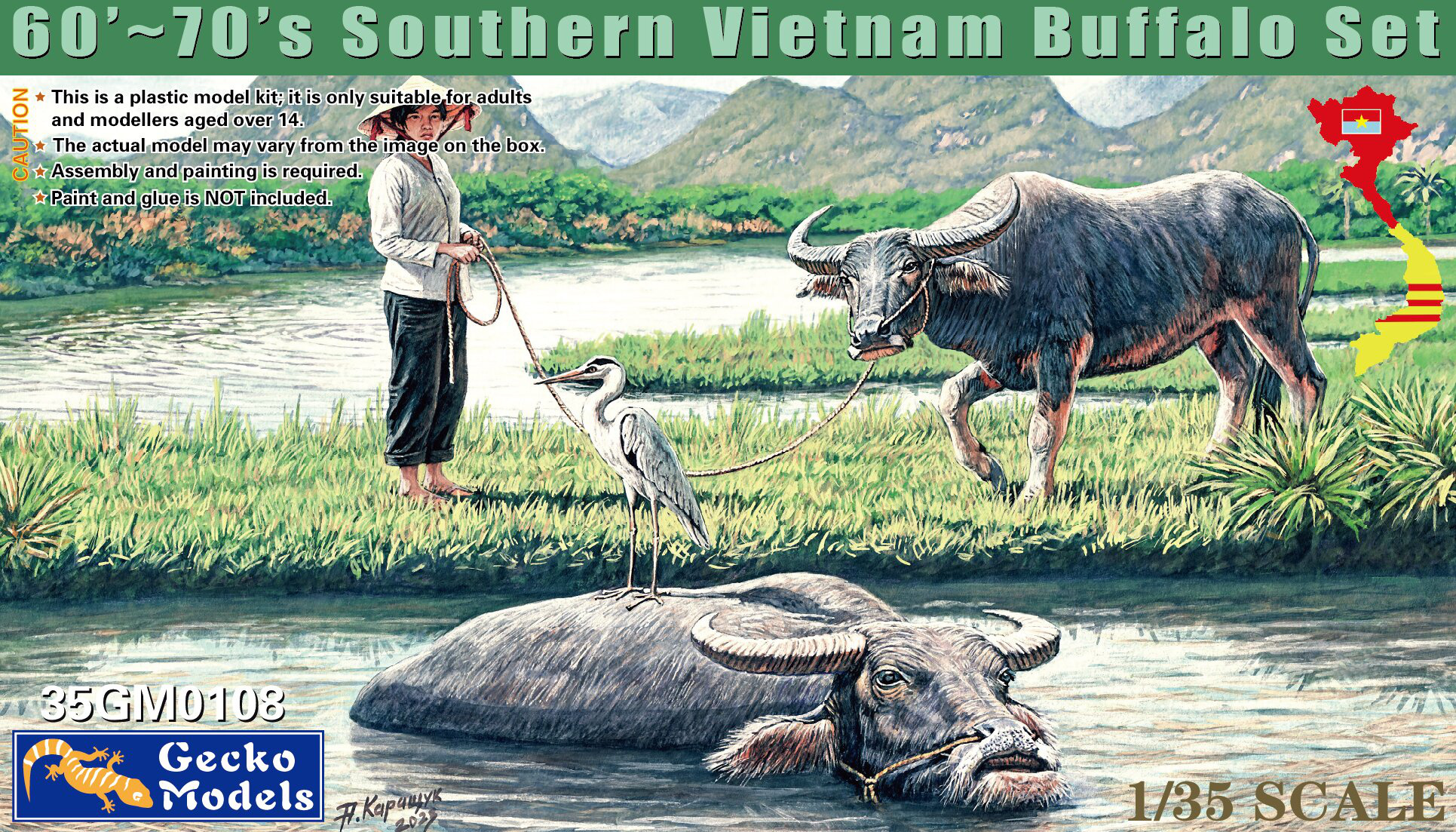 35GM0108  наборы для диорам  60's-70's Southern Vietnam Buffalo Set  (1:35)