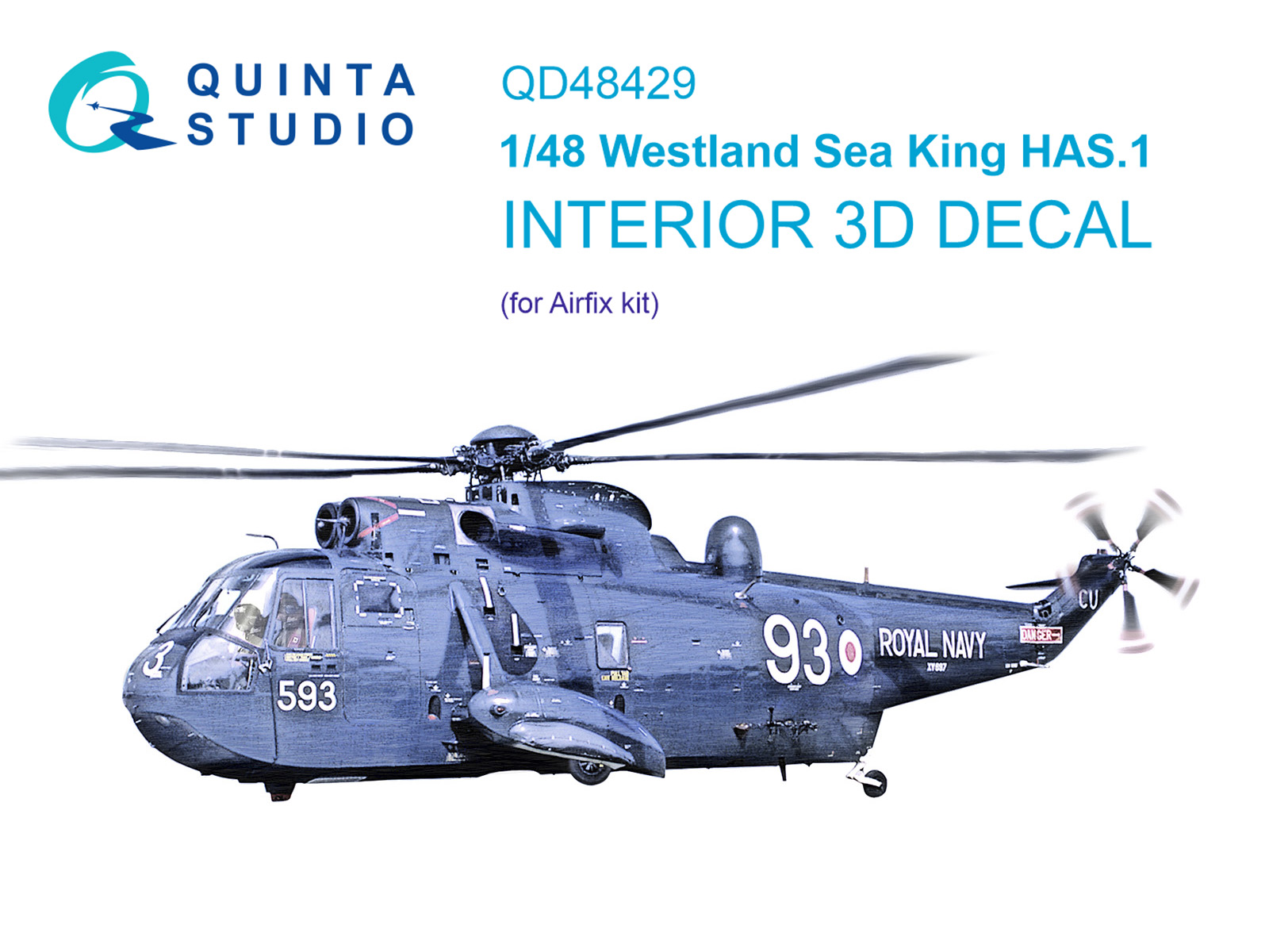QD48429  декали   3D Декаль интерьера кабины Westland Sea King HAS.1 (Airfix)  (1:48)