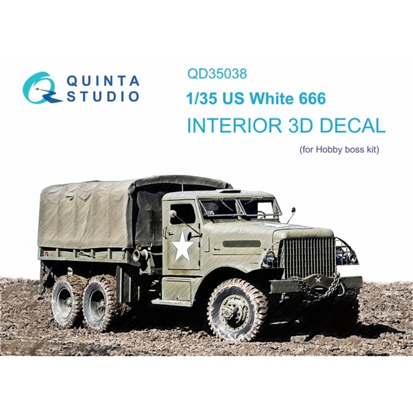 QD35038  декали  3D Декаль интерьера кабины  US White 666  (HobbyBoss)  (1:35)
