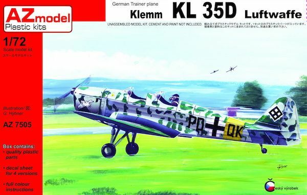 AZ7505  авиация  German Trainer plane Klemm KL 35D  (1:72)