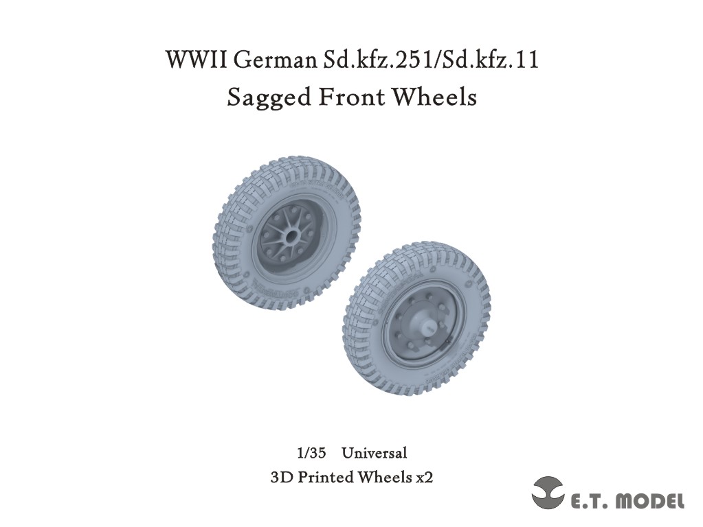 P35-130  дополнения из смолы  German Sd.kfz.251/Sd.kfz.11 Sagged Front Wheels  (1:35)