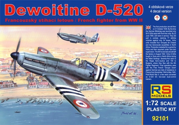92101  авиация  Dewoitine D-520 Free France  (1:72)