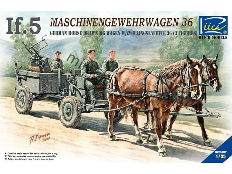 RV35012  техника и вооружение  IF.5 Maschinengewehrwagen 36 German horse Wagen + (3 figures)  (1:35)
