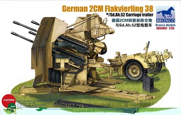 CB35057  техника и вооружение  German 2cm Flakvierling 38 w/Sd.Ah.52 Carriage Trailer  (1:35)