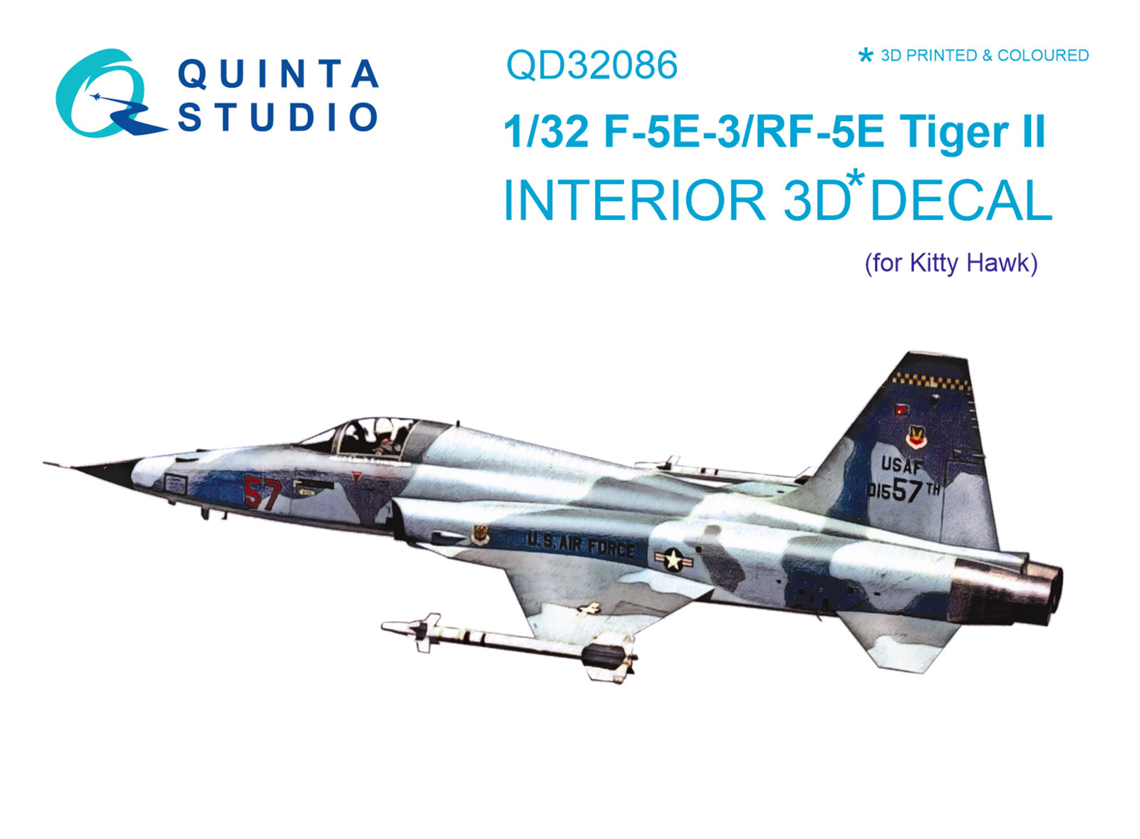 QD32086  декали   3D Декаль интерьера кабины F-5E-3:RF-5E (KittyHawk)  (1:32)
