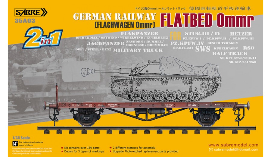 35A03  техника  и вооружение  German Railway Flatbed Ommr (2 in 1)  (1:35)