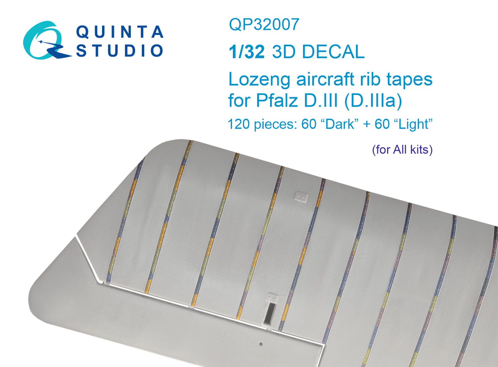 QP32007  декали   3D Декаль  Лозенг киперные ленты Pfalz DIII-DIIIa (для любых моделей)  (1:32)