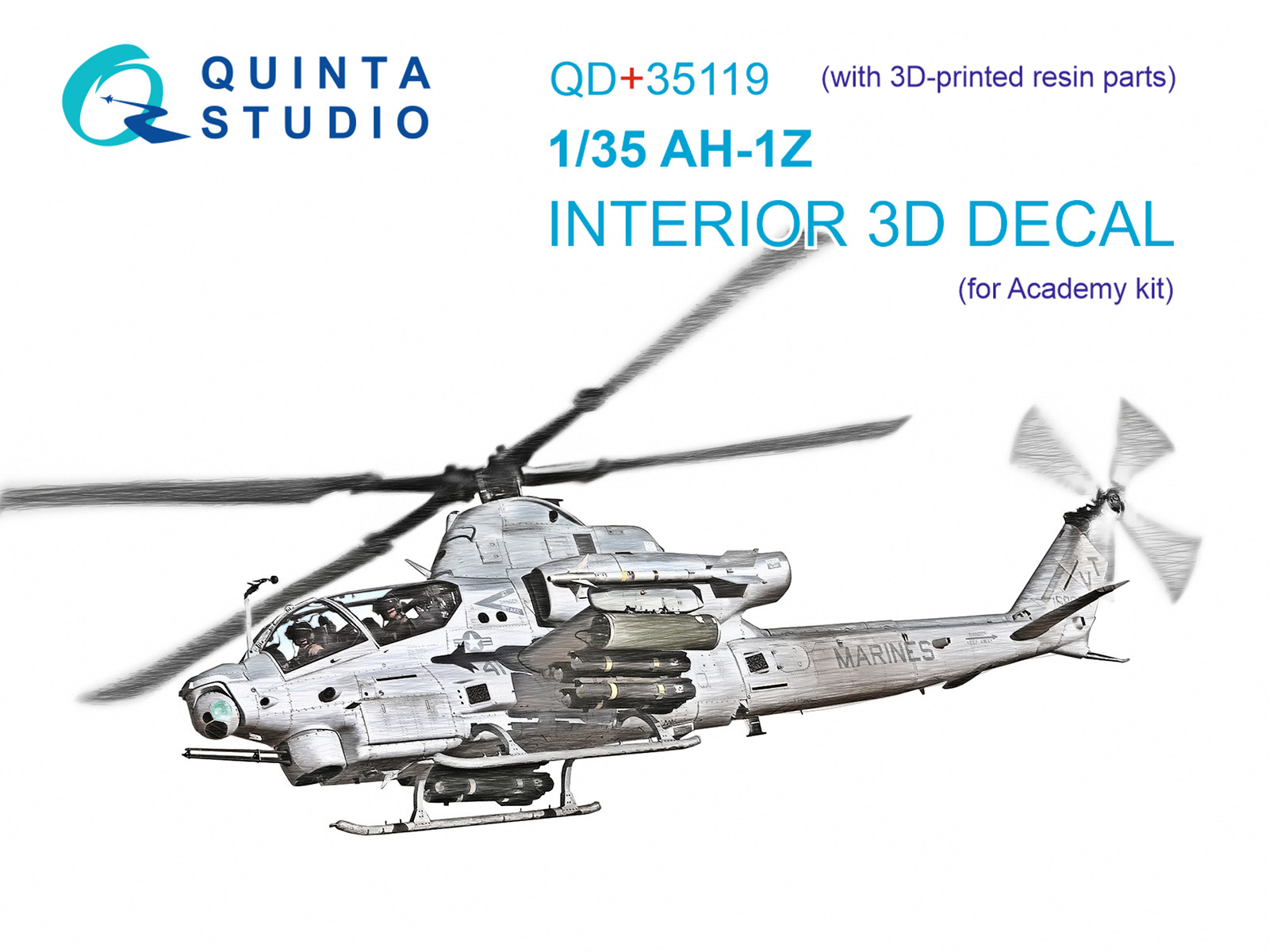 QD+35119  декали  3D Декаль интерьера кабины AH-1Z (Academy) (с 3D деталями)  (1:35)