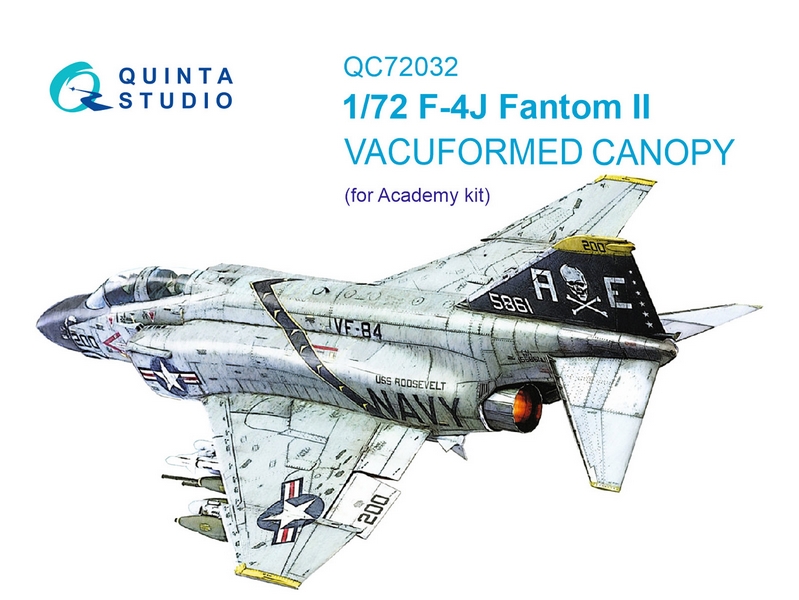 QC72032  дополнения из пластика  Набор остекления для модели F-4J (Academy) (1:72)