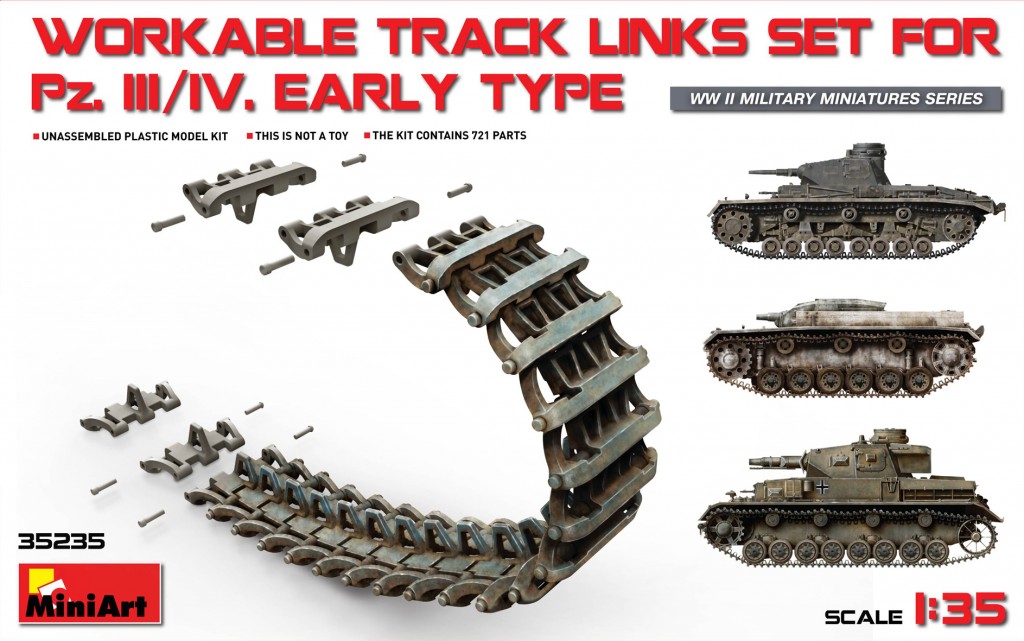 35235  траки наборные  WORKABLE TRACK LINKS SET FOR Pz.III / Pz.IV EARLY TYPE  (1:35)