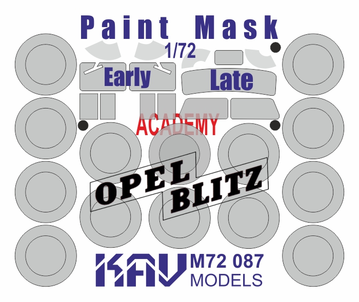 KAV M72 087  инструменты для работы с краской  Окрасочная маска на Opel Blitz (Academy)  (1:72)
