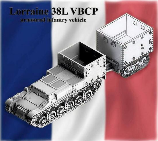 100053  техника и вооружение  Французский бронетранспортер Lorraine 38L VBCP  (1:100)
