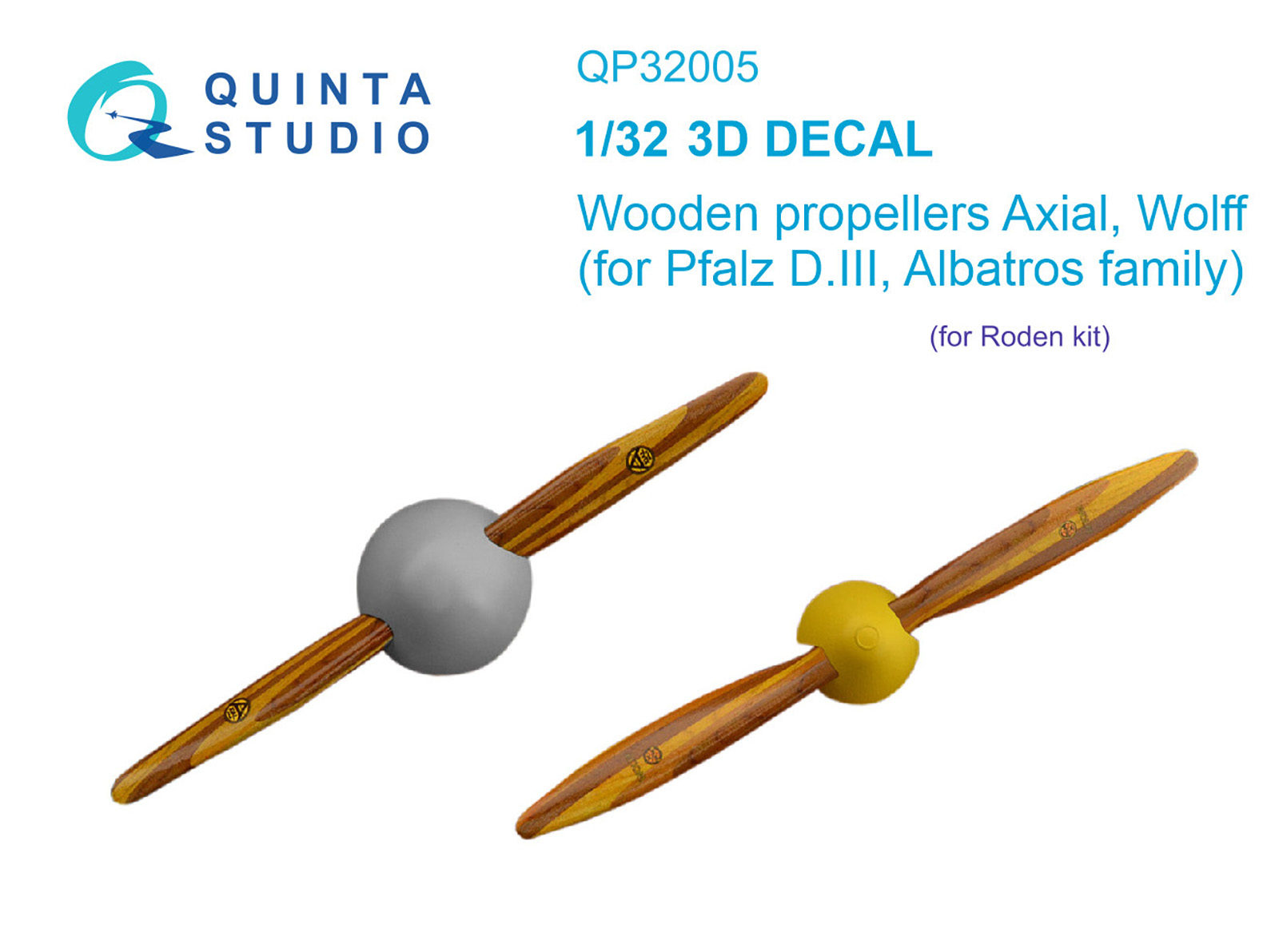 QP32005  декали   3D Декаль  Деревянные воздушные винты Axial Wolff (Roden)  (1:32)