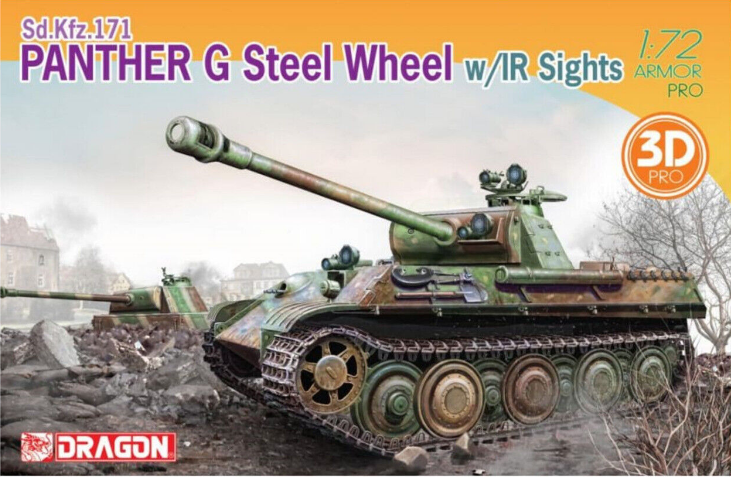 7697  техника и вооружение  Sd.Kfz.171 PANTHER G STEEL WHEEL w/IR SIGHT (3D PRO)  (1:72)