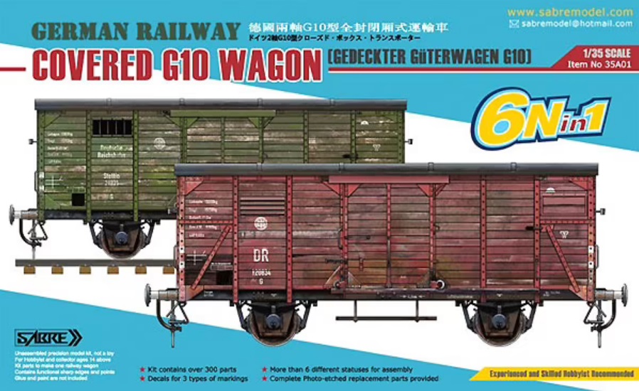35A01  техника  и вооружение  German Railway Covered G10 Wagon (6N in 1)  (1:35)