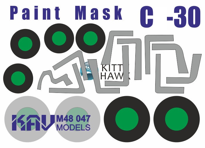 KAV M48 047  инструменты для работы с краской  Окрасочная маска С-30 (Kitty Hawk)  (1:48)