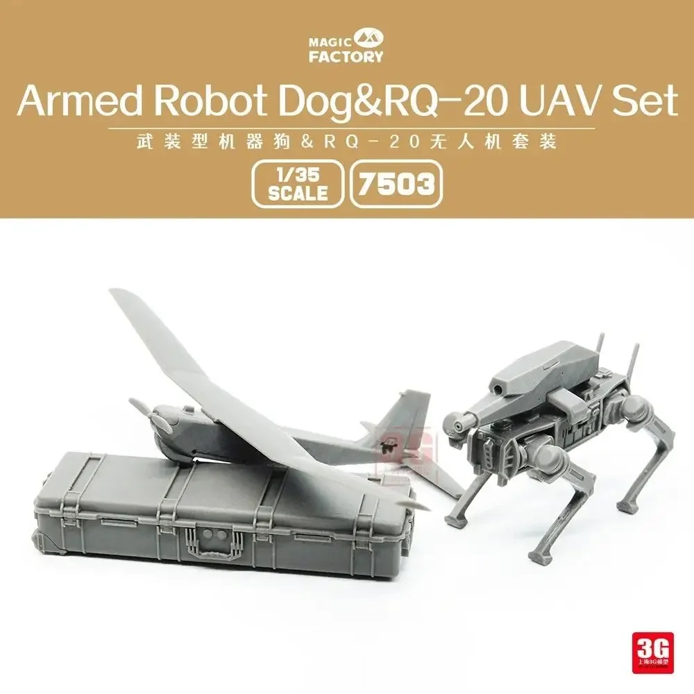 7503  наборы для диорам  Armed Robot Dog & RQ-20 UAV Set 3D printed  (1:35)