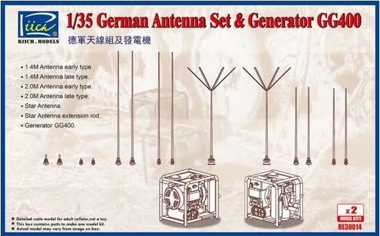 RE30014  наборы для диорам  German Antenna Set & Generator GG400  (1:35)