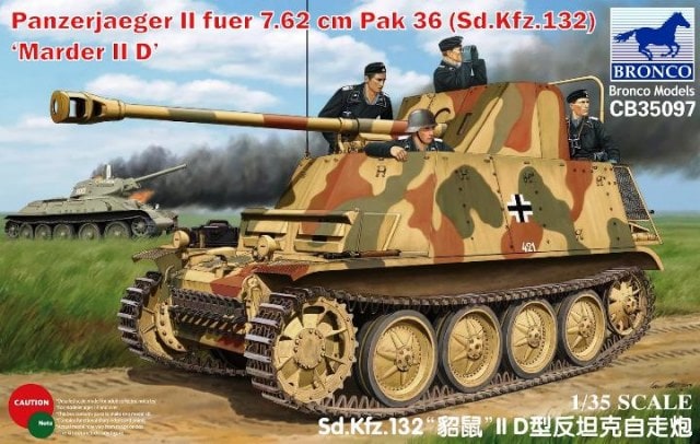 CB35097  техника и вооружение  Panzerjaeger II fuer 7.62 cm PaK 36 (Sd.Kfz. 132) Marder II D  (1:35)