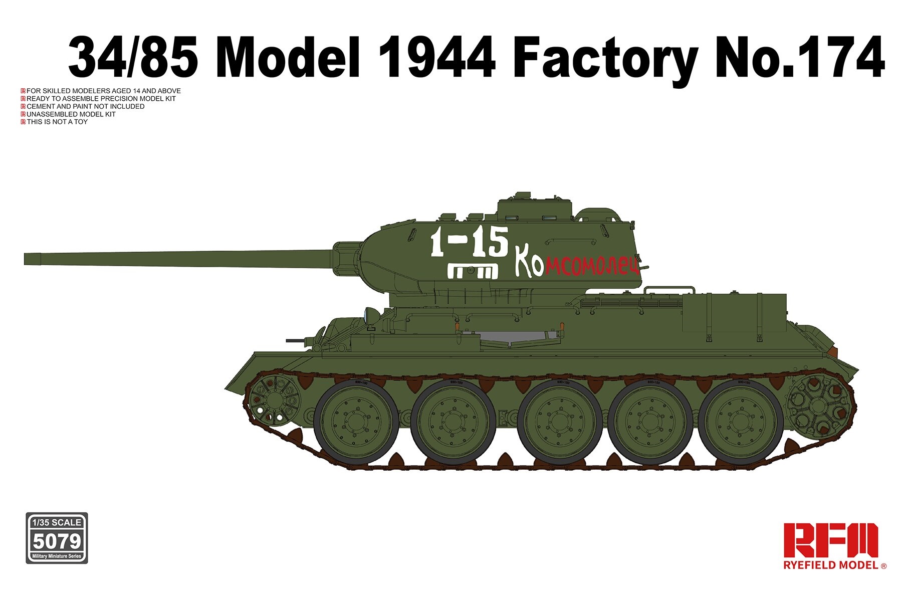 RM-5079  техника и вооружение  Танк-34/85 Model 1944 Factory No. 174  (1:35)