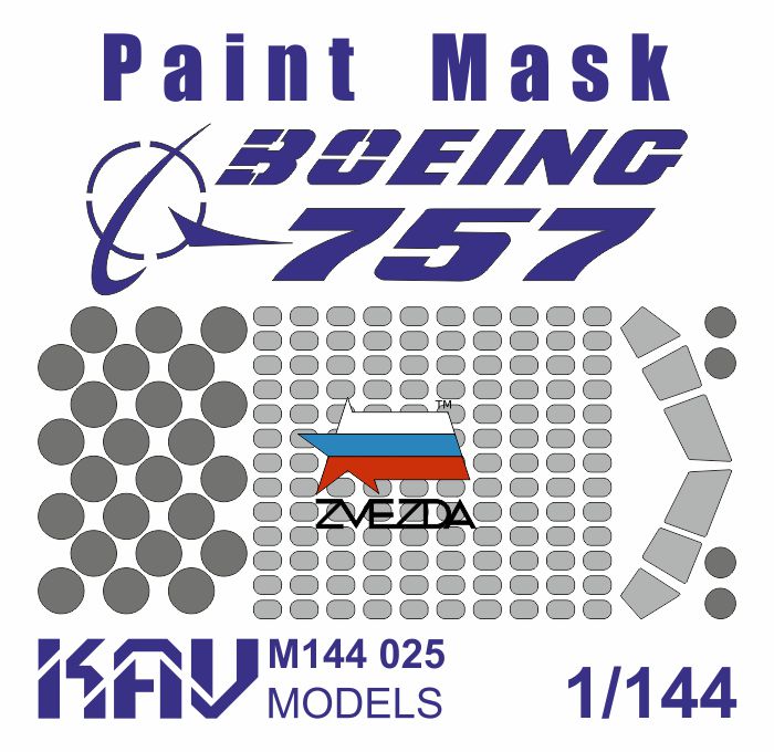 KAV M144 025  инструменты для работы с краской  Окрасочная маска на Boeing 757 (Звезда)  (1:144)