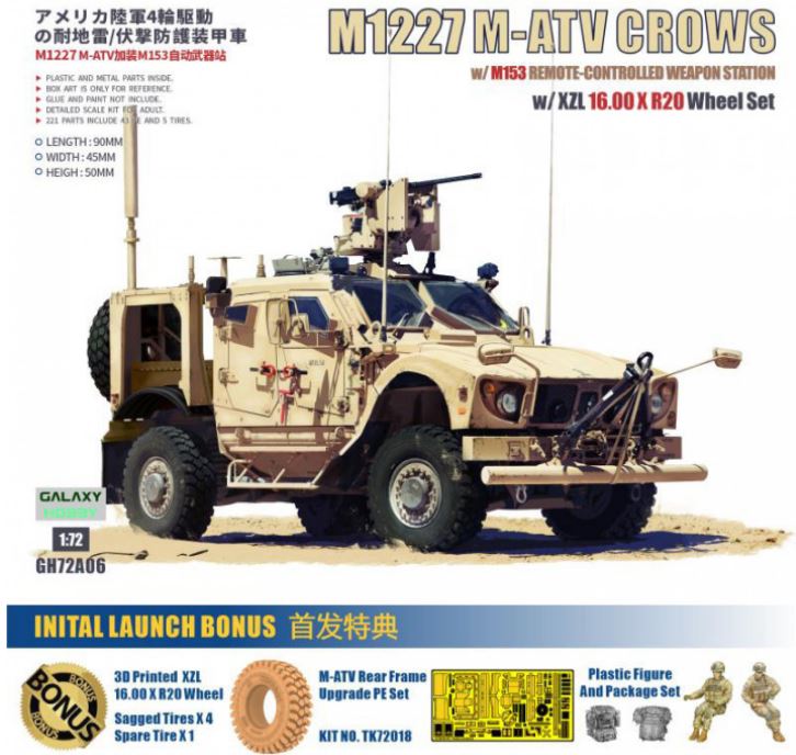 GH72A06  техника и вооружение  M1227 M-ATV CROWS w/M153 Weapon Station w/XZL 16.00XR20 Wheel  (1:72)