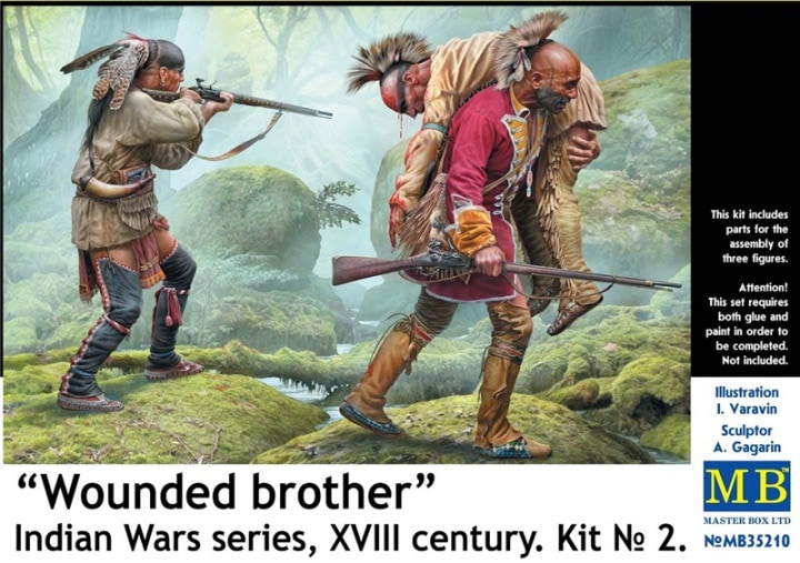 MB35210  фигуры  “Wounded brother” Indian Wars series, XVIII century. Kit №2  (1:35)