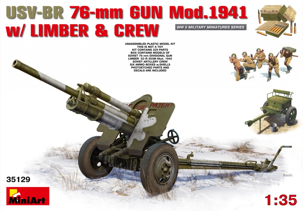 35129  техника и вооружение  USV-BR 76-mm GUN Mod.1941 w/ LIMBER & CREW  (1:35)