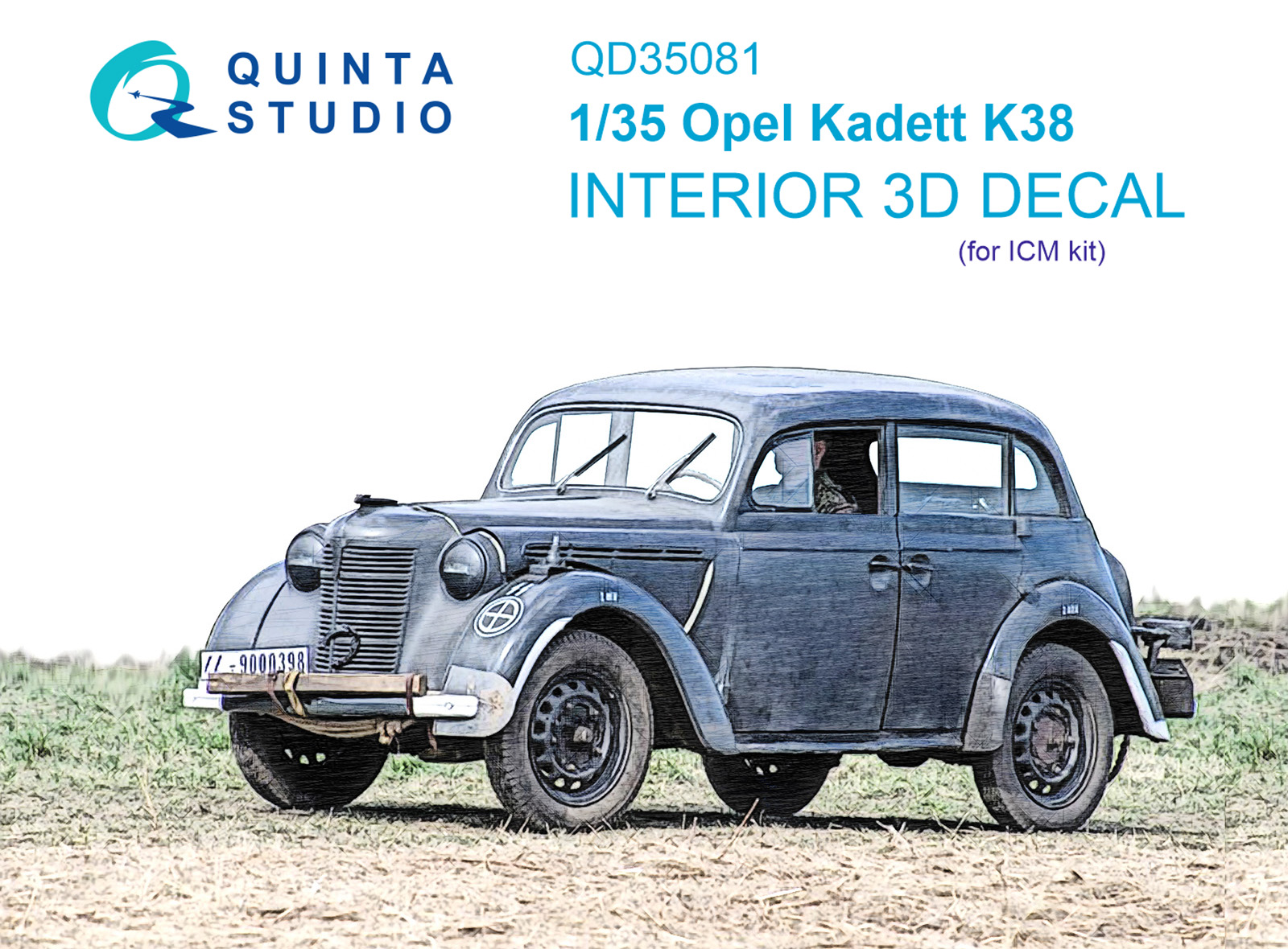 QD35081  декали  3D Декаль интерьера кабины Opel kadett k38 (ICM)  (1:35)