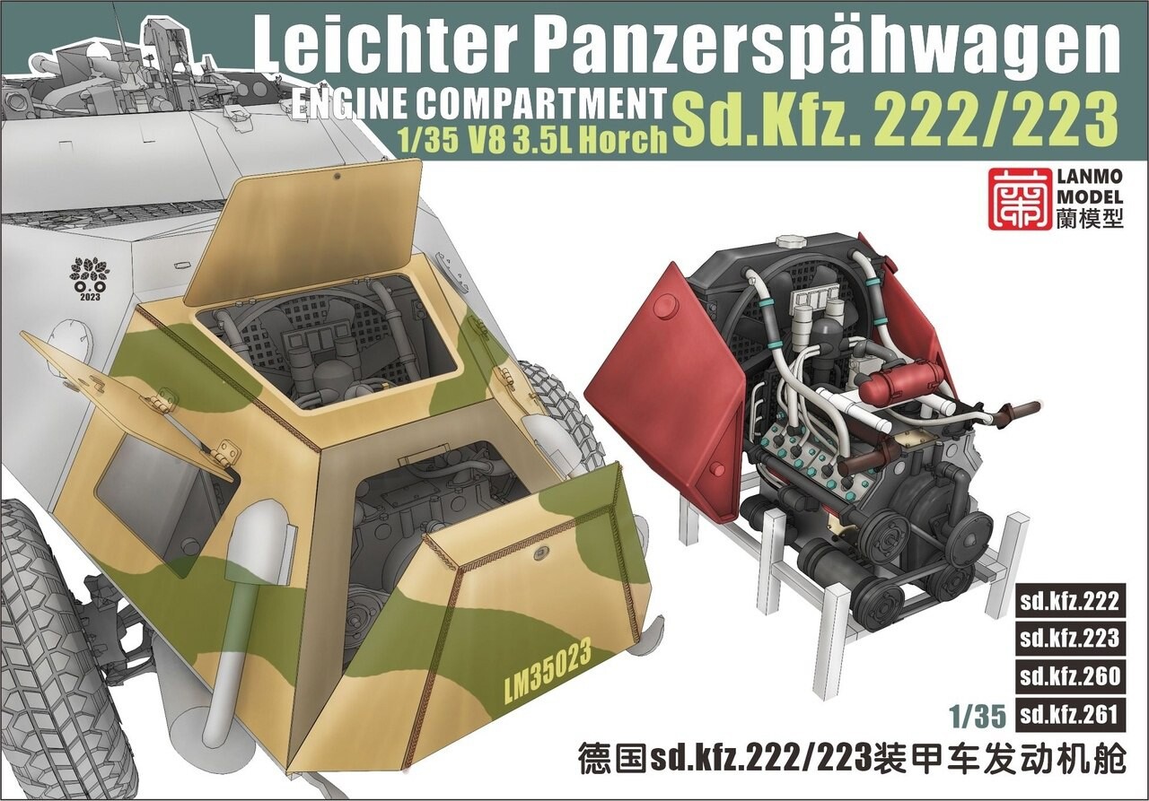 LM-35023  дополнения из смолы  Leichter Panzerspähwagen Sd.Kfz.222/223 engine compartment  (1:35)