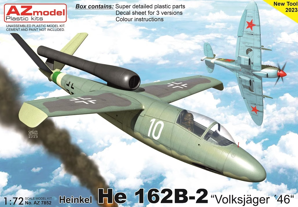 AZ7852  авиация  Heinkel He 162B-2 "Volksjager 46"  (1:72)