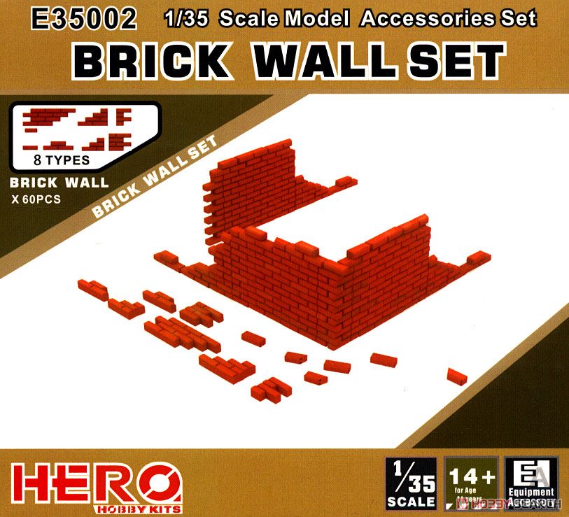 E35002  наборы для диорам  Brick Wall Set (60pcs)  (1:35)