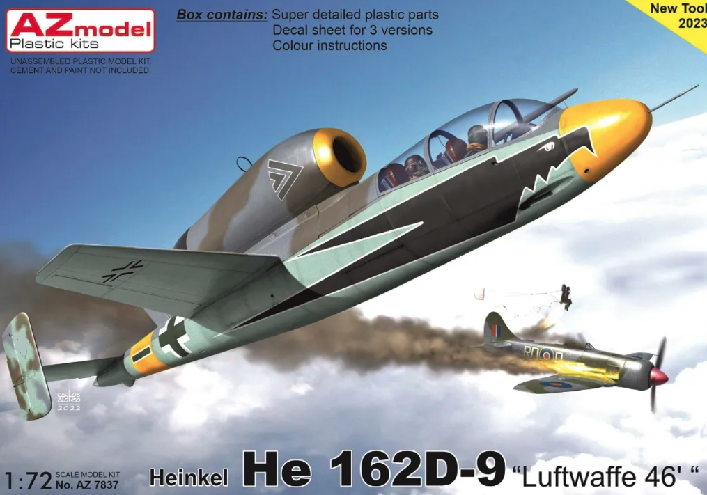 AZ7837  авиация  Heinkel He 162D-9 "Luftwaffe 46"  (1:72)