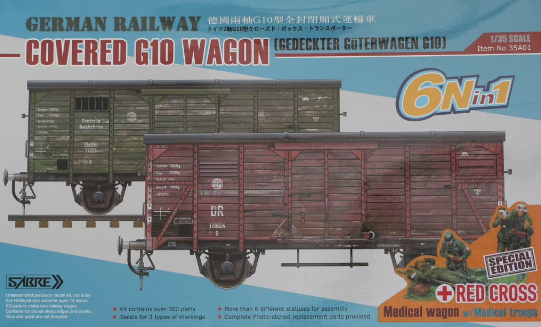 35A01-RCSP  техника  и вооружение  German Railway Covered G10 Wagon - Red Cross Spec Edition  (1:35)