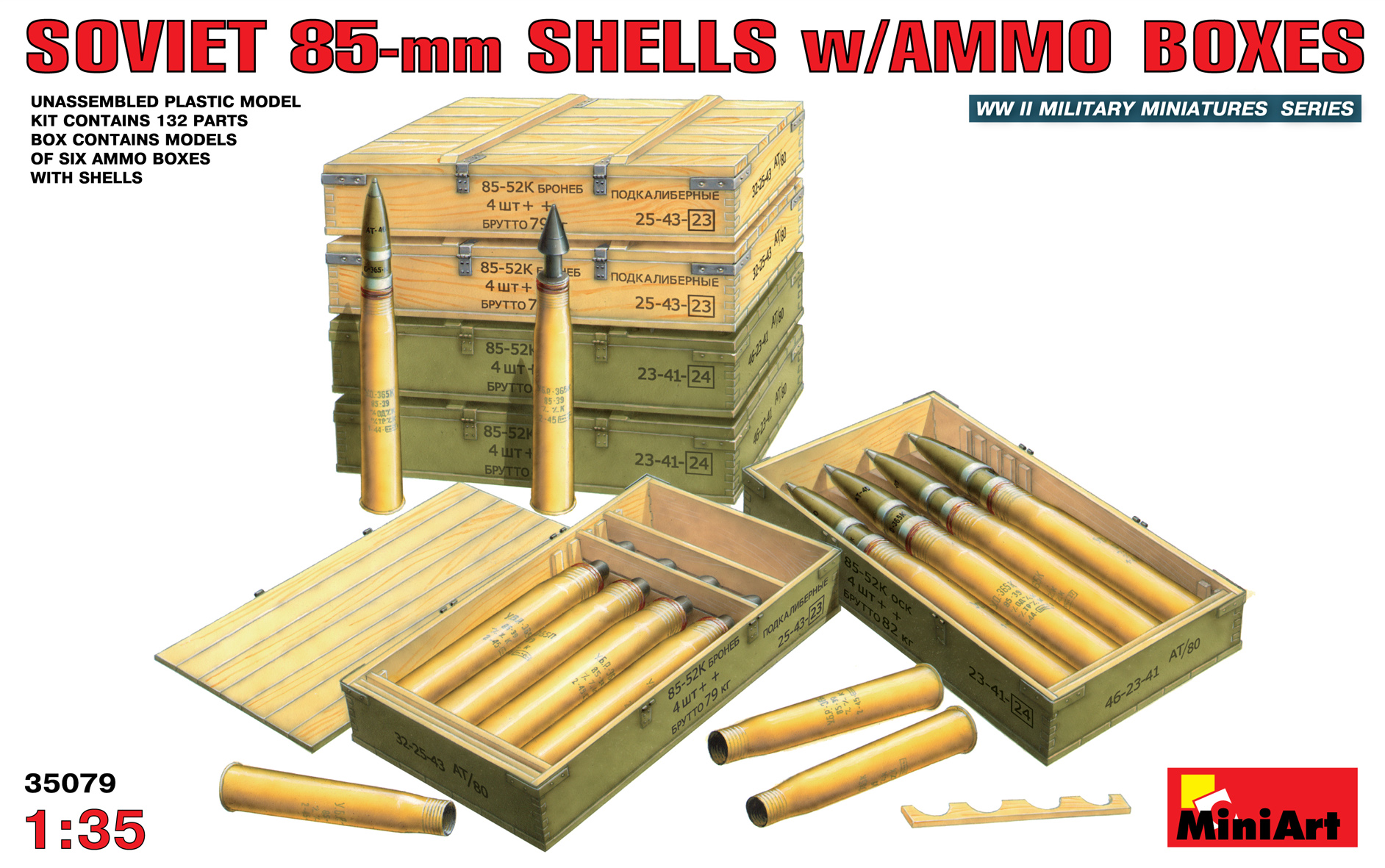 35079  наборы для диорам  SOVIET 85-mm SHELLS w/AMMO BOXES  (1:35)